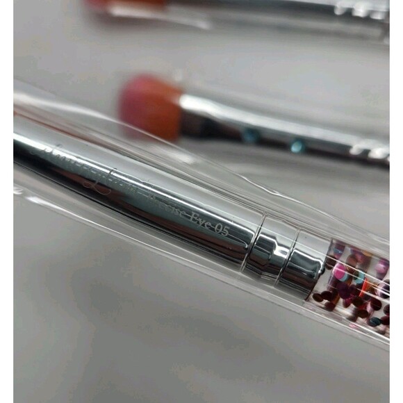 Slmissglam Rainbow Luxe Brush Set of 5 Makeup Brushes Glitter Handles New Orange - Picture 7 of 7